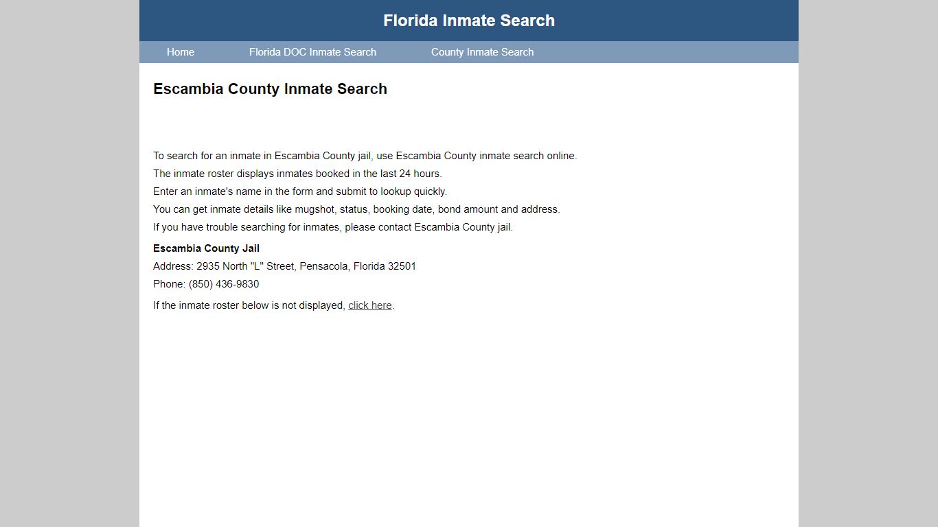 Escambia County Inmate Search